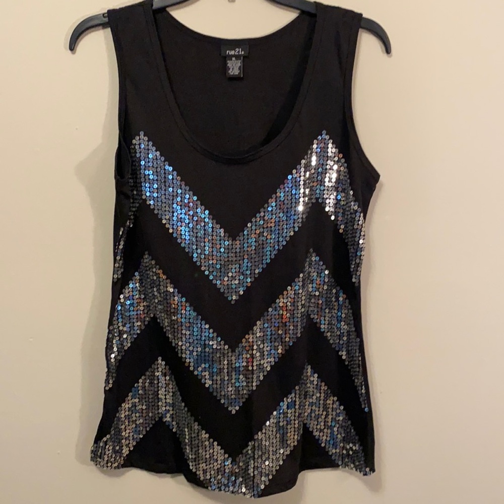 Ladies rue21 XL black sequin tank tops.